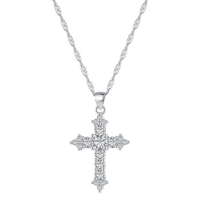 Cross pendant, Cross necklace, silver necklace, crystal necklace