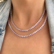 Lumiere Classic Crystal Tennis Necklace | Blush Pink | Silver