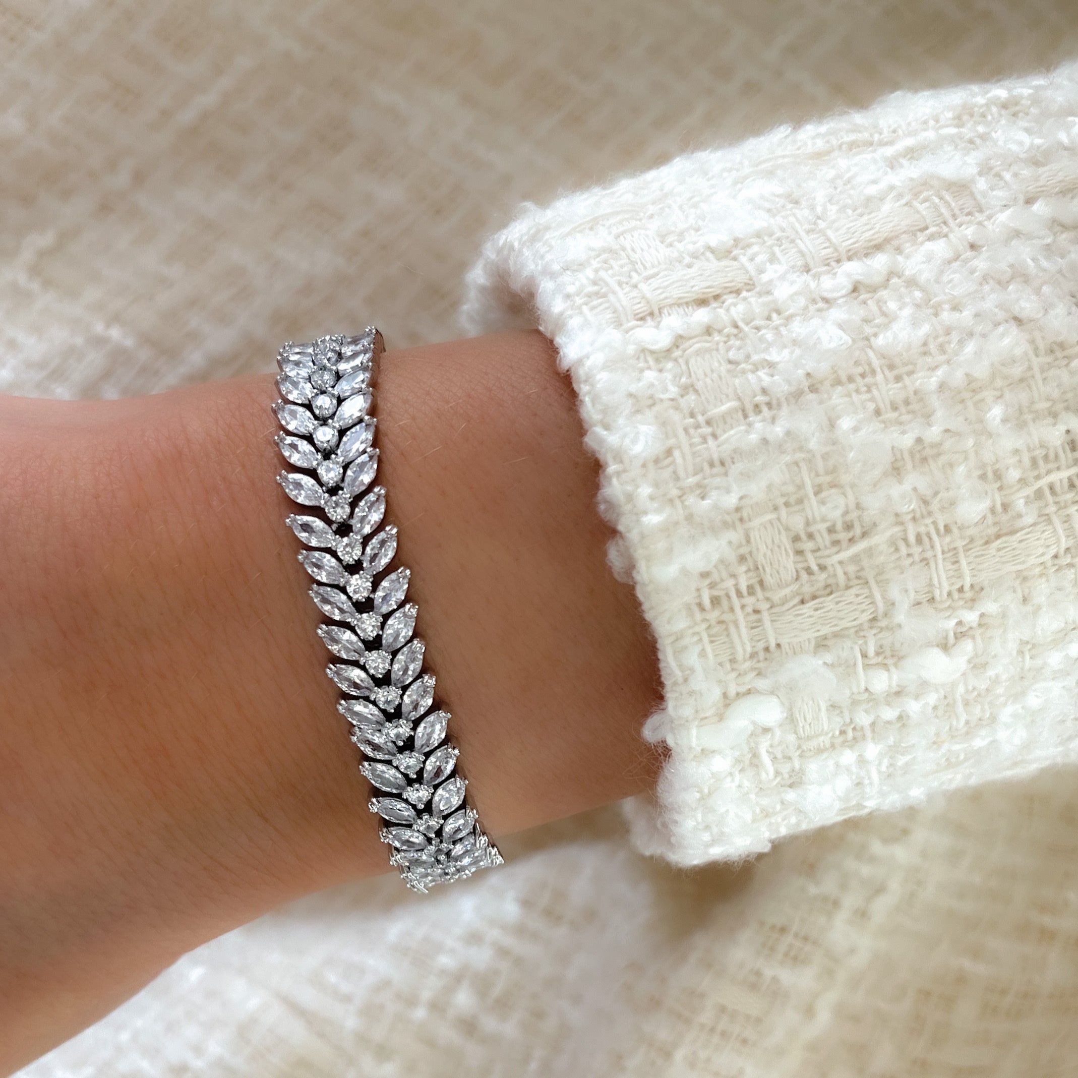 Monica Marquise Deluxe Tennis Bracelet | Silver