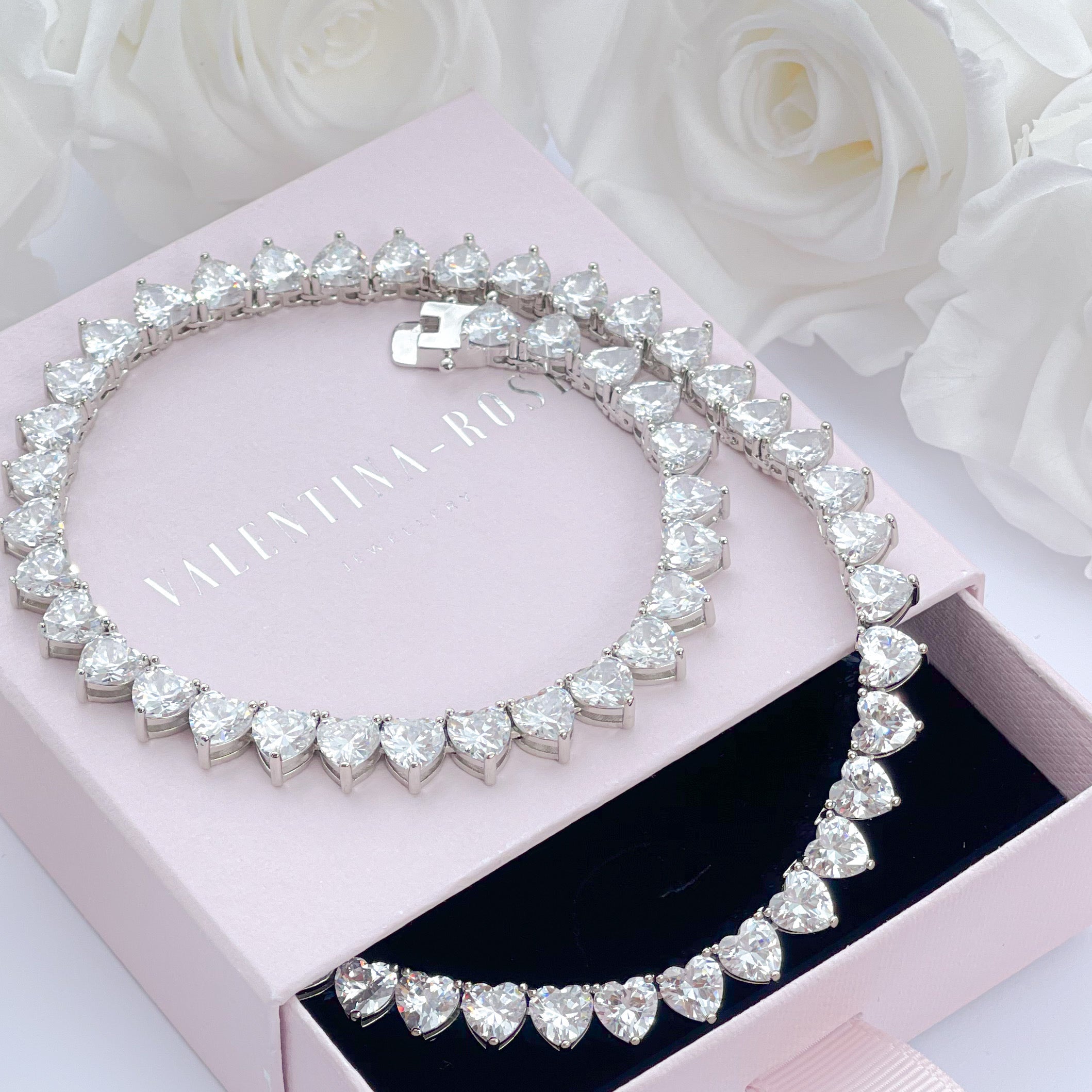 Heart tennis necklace, silver tennis necklace, tennis necklace, cz tennis necklace, silver choker, tennis chain, heart necklace, silver heart necklace, wedding necklace, statement necklace, necklace, chain