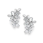 Silver Meghan Cluster Earrings with marquise-cut crystals arranged in an elegant floral cluster, perfect for special occasions or gifting