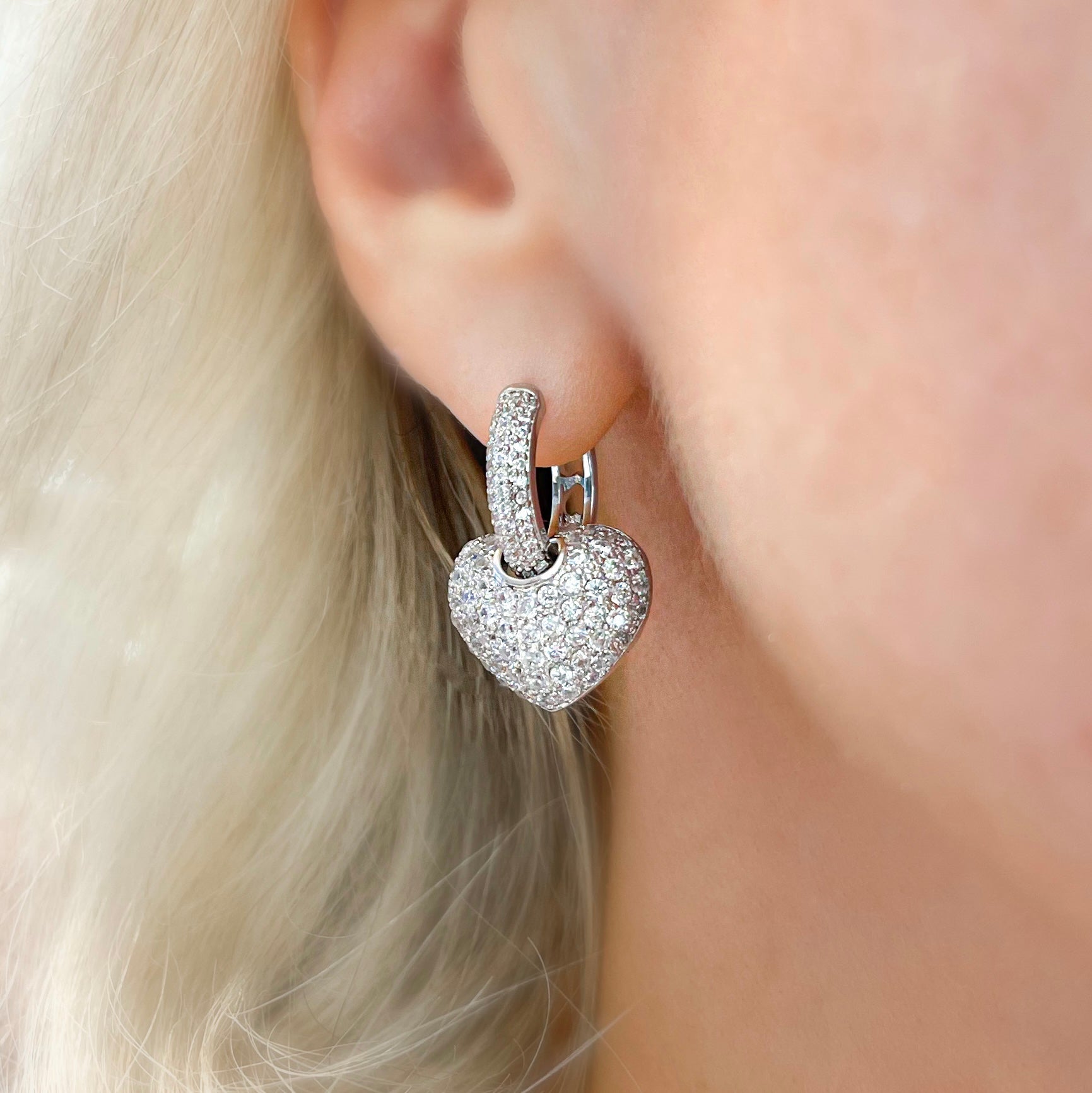 Silver going out earrings, wedding earrings, silver earrings, drop earrings, party earrings, Silver earrings, Wedding earrings, silver earrings, bridal earrings, bridesmaid earrings, going out earrings, shiny earrings, rhodium earrings, statement earrings, heart earrings, huggie hoop