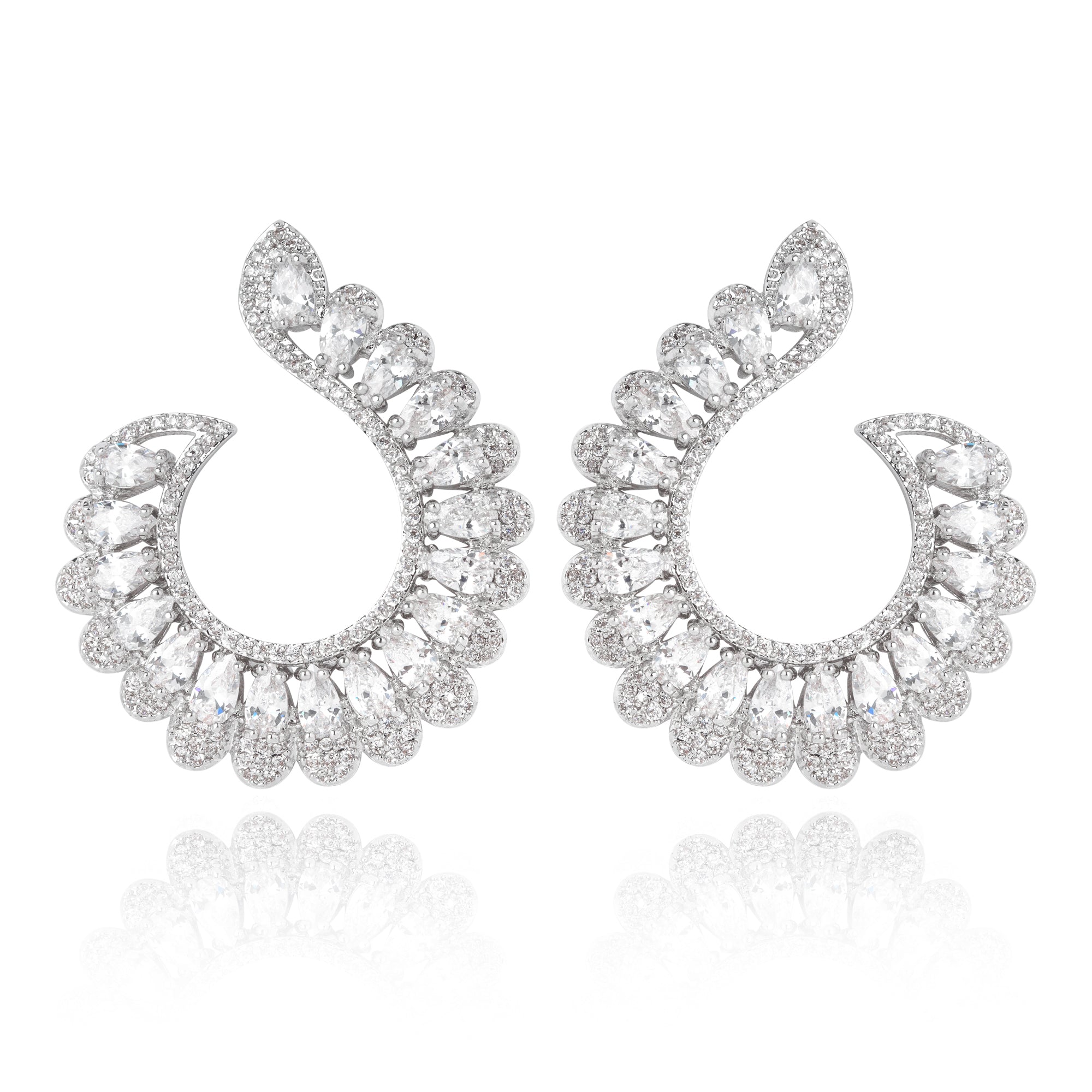 Silver going out earrings, statement earrings, rhodium earrings, silver earrings, wedding earrings, sparkly earrings, shiny earrings