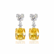 Heart earrings, citrine earrings, silver heart earrings, wedding earrings, heart silver earrings