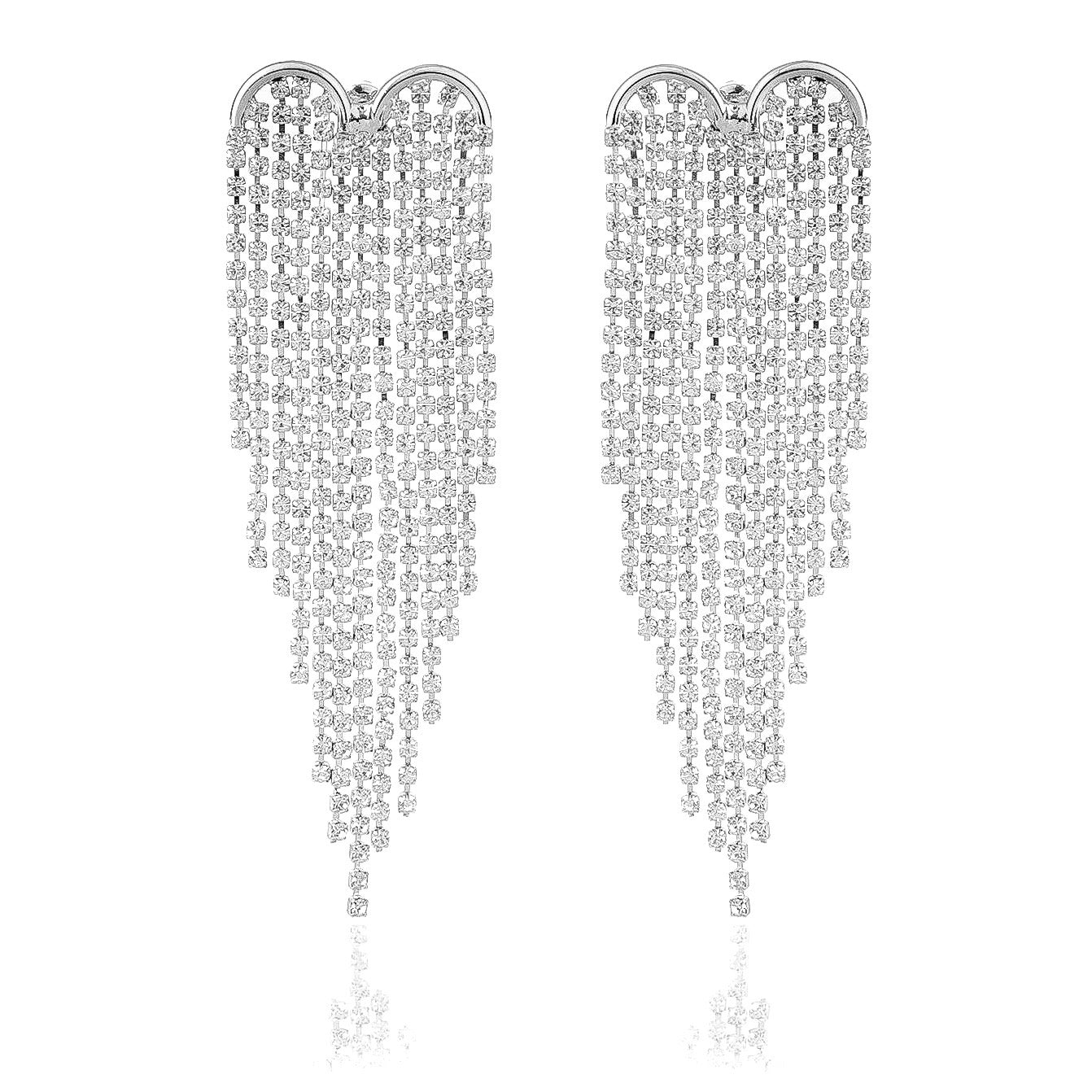 Statement earrings, party earrings, silver earrings, drop earrings, wedding earrings, going out earrings, sparkling earrings