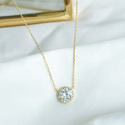 Solitaire Supreme Sparkle Halo Pendant Necklace | Gold