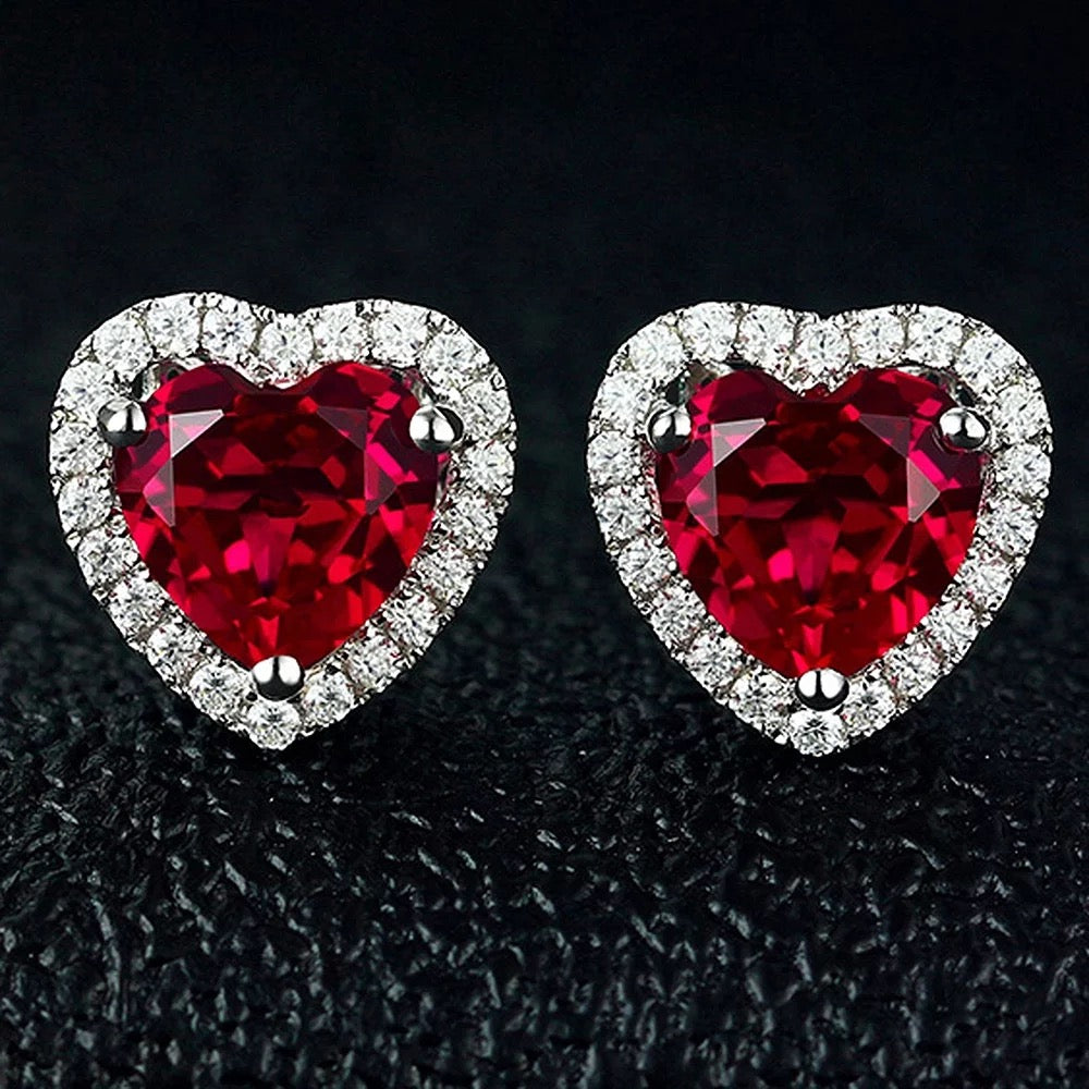 Silver heart stud earrings, Wedding earrings, silver earrings, bridal earrings, bridesmaid earrings, going out earrings, shiny earrings, rhodium earrings, statement earrings