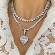 Heart tennis necklace, silver tennis necklace, tennis necklace, cz tennis necklace, silver choker, tennis chain, heart necklace, silver heart necklace, wedding necklace, statement necklace, necklace, chain