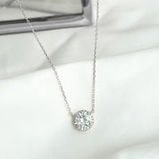 Solitaire Supreme Sparkle Halo Pendant Necklace | Silver