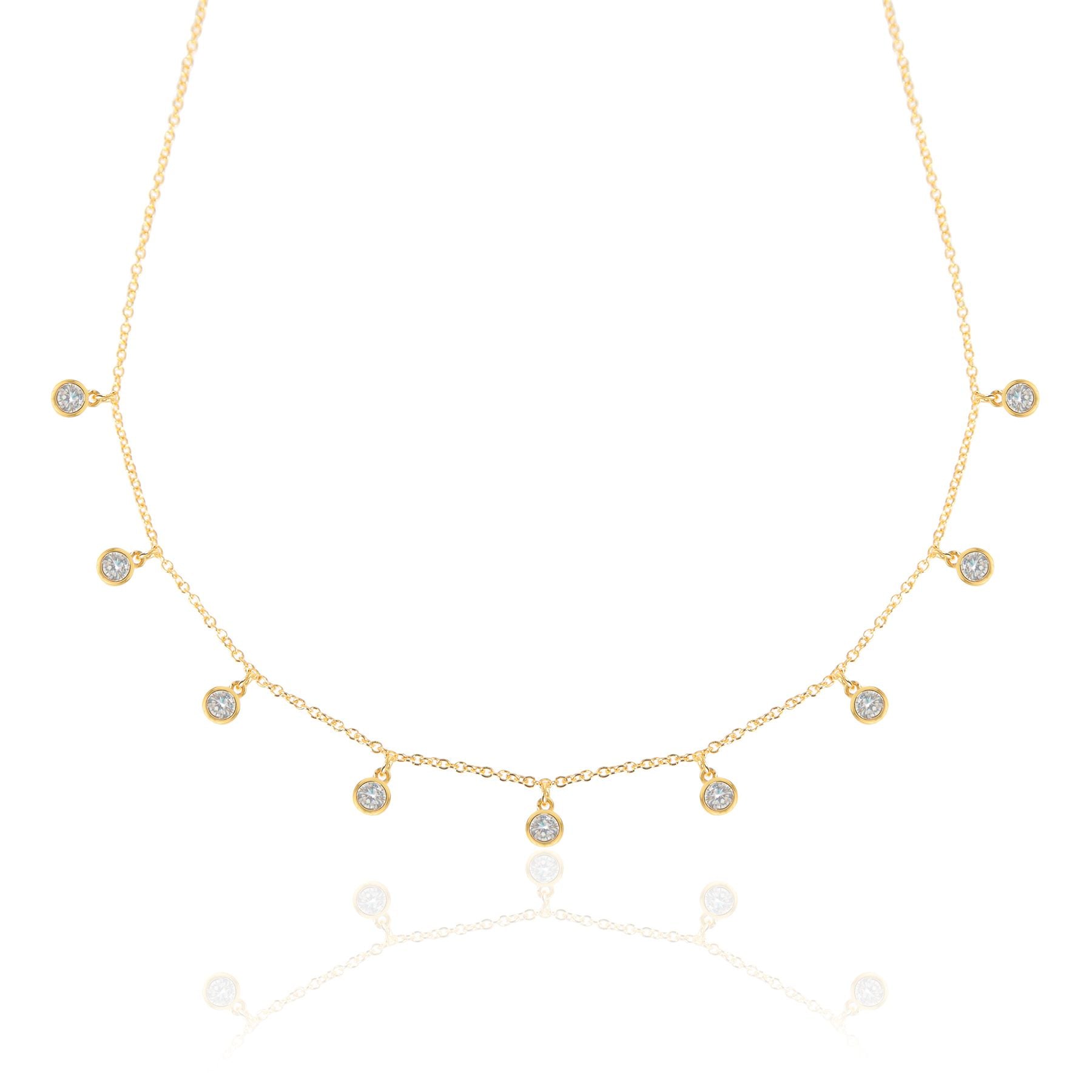 Droplet necklace, gold necklace, choker, chain, diamond necklace, tennis necklace