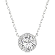 Solitaire Supreme Sparkle Halo Pendant Necklace | Silver