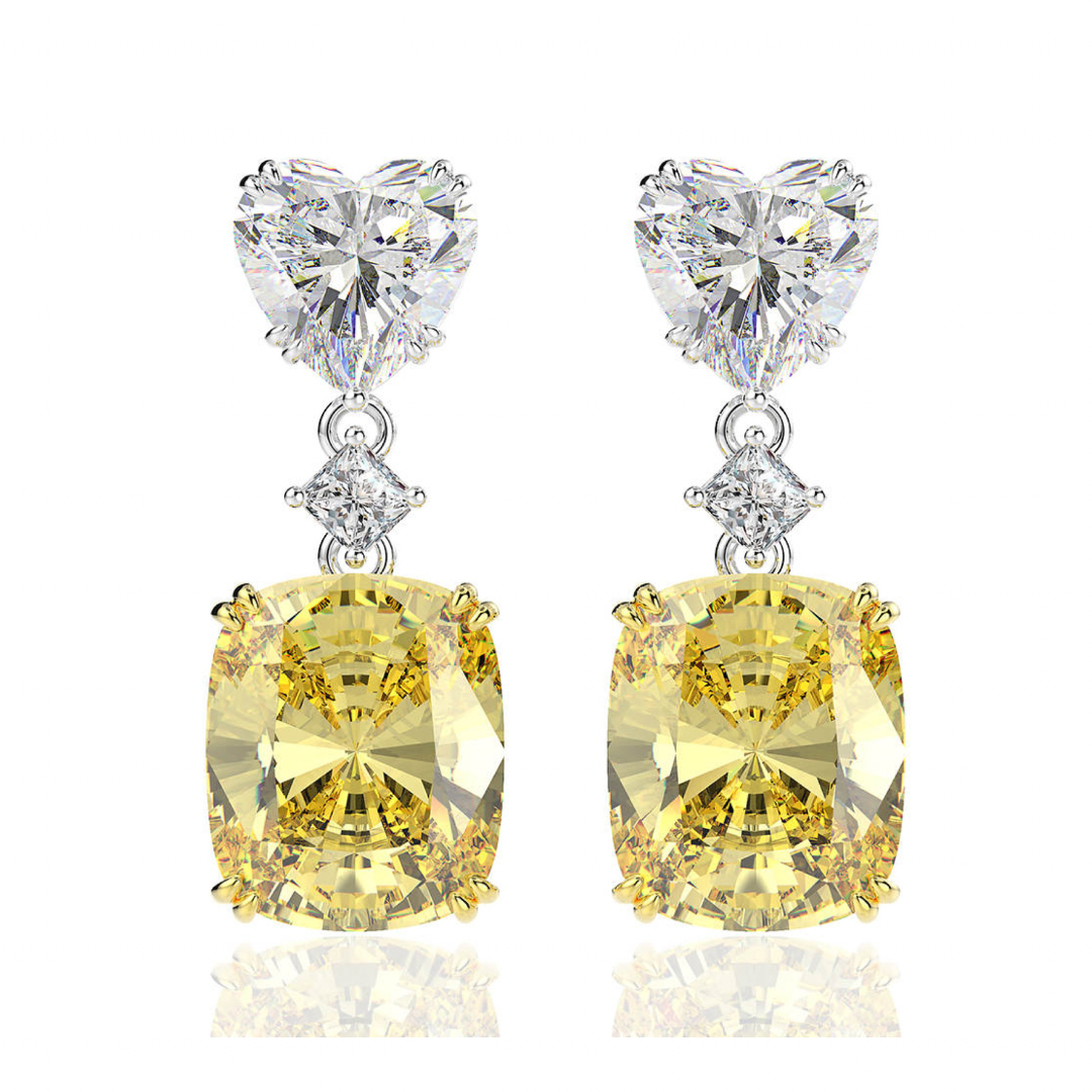 Crystal earrings, Heart earrings, Wedding earrings, silver earrings, drop earrings, party earrings, Silver earrings, going out earrings, statement earrings