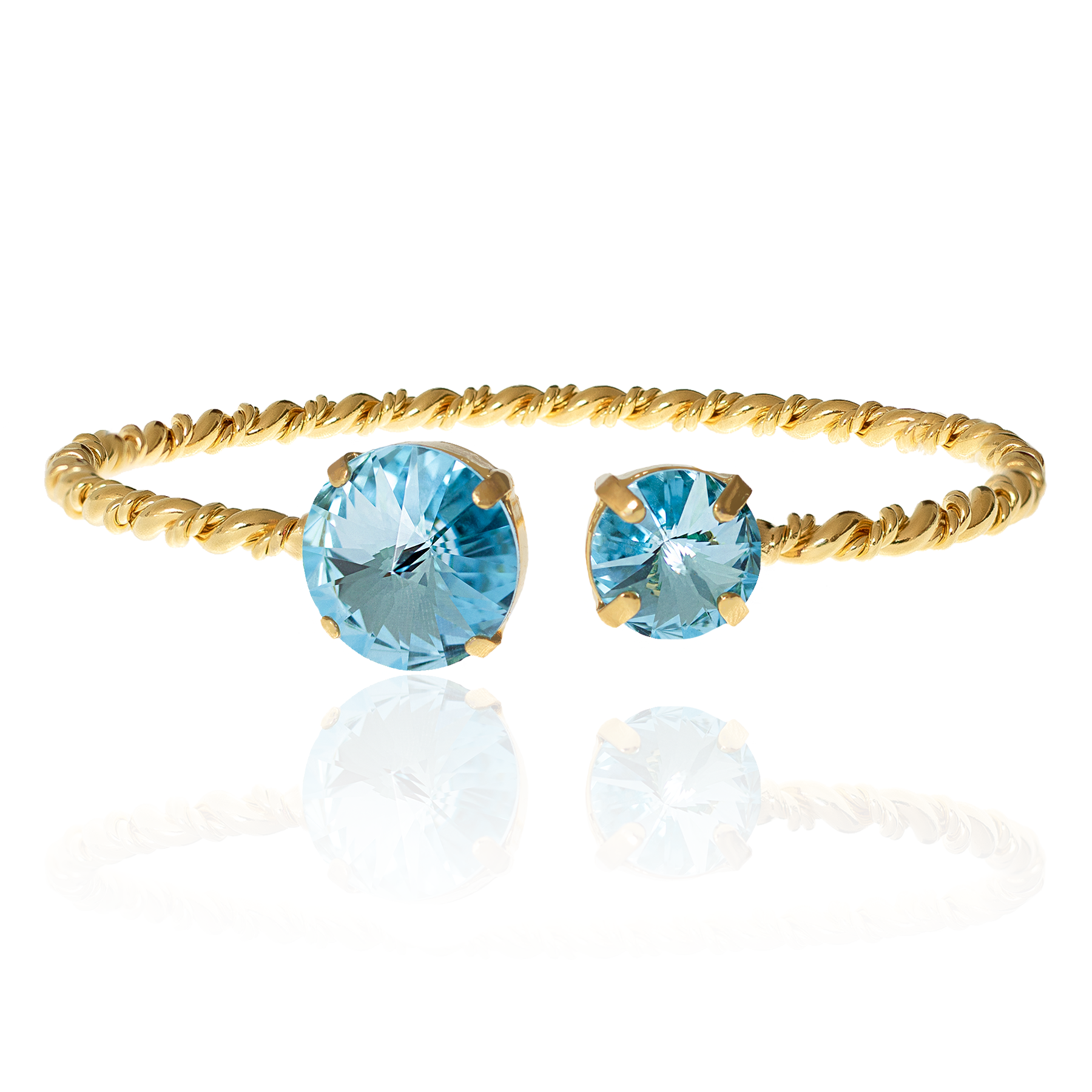 Athena Gemstone Twisted Cuff Bracelet Gold Aquamarine