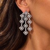 Clover Cascade Statement Earrings | Silver