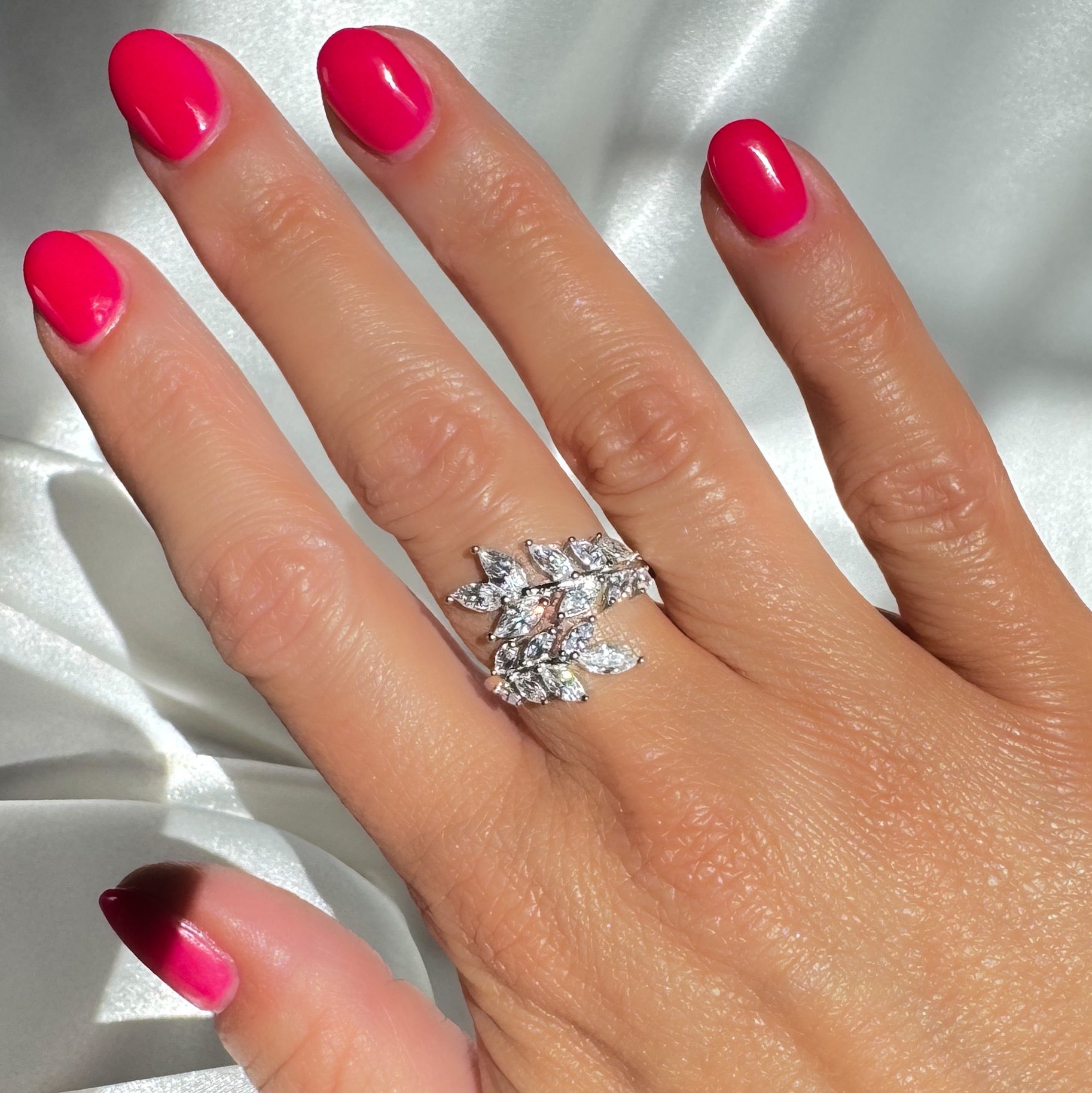 Open Leaf Cocktail Ring | Silver