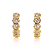 Honeycomb Huggie Hoop Earrings | Gold
