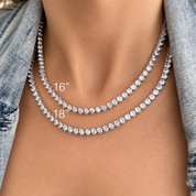 Lumiere Classic Crystal Tennis Necklace | Silver
