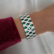 Emerald Lattice Cuff Bracelet | Silver