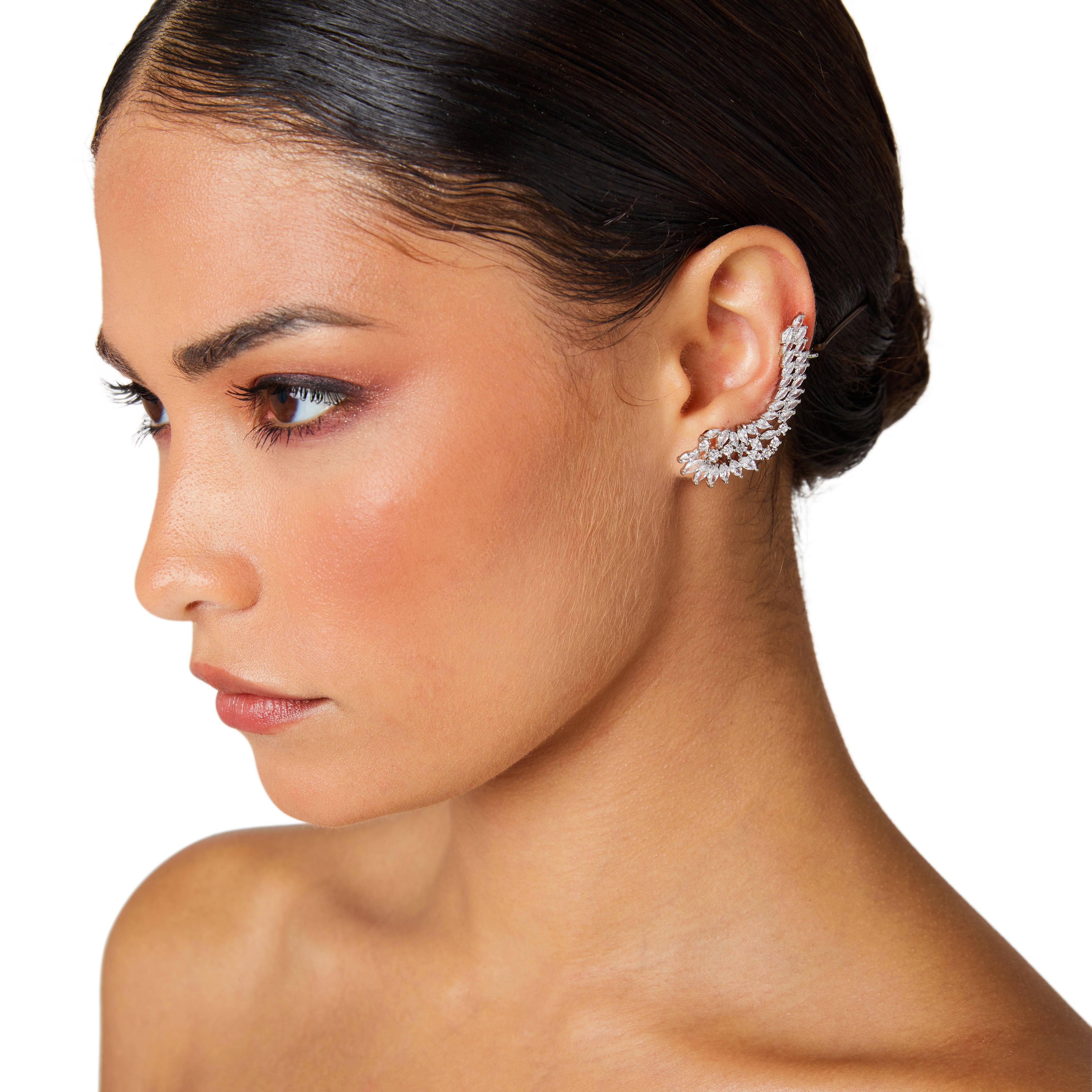 Piercing Wedding Ear Climbers Boho Bridal Ear Wrap Floral Ear Cuff