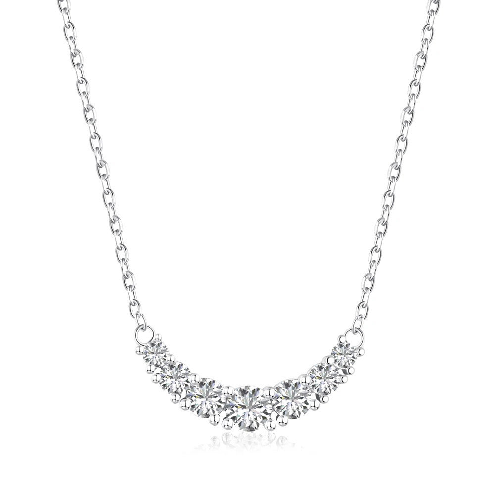 Tiny Twinkles Curved Bar Necklace | Silver