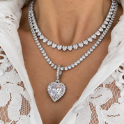 Cristalle Heart Tennis Necklace | Silver
