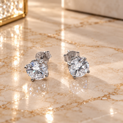 Valentina-Rose Secret Halo Stud Earrings Silver showing delicate hidden halo and polished 925 sterling silver setting