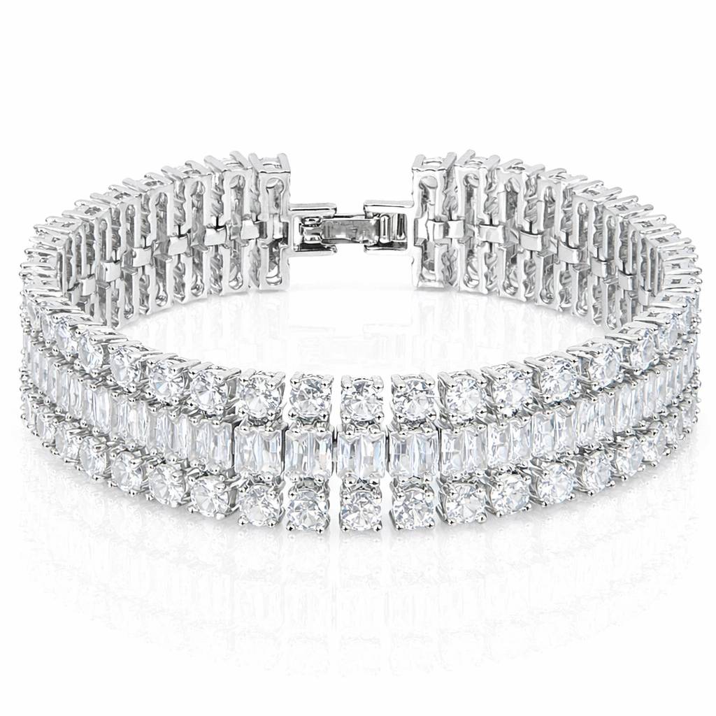 Ritz Triple Row Tennis Bracelet | Silver