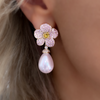 Gold earrings, pearl earrings, going out earrings, wedding earrings, golden earrings, drop earrings, party earrings, gold pearl earrings, pearl earrings, bridal earrings, statement earrings, pink earrings