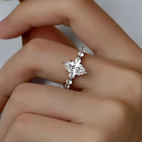 Selena Gomez Ring, Marquise ring, Engagement Ring, Wedding Ring, Eternity Ring, Cocktail Ring, Half Coverage Ring, Silver Ring, Navette Ring