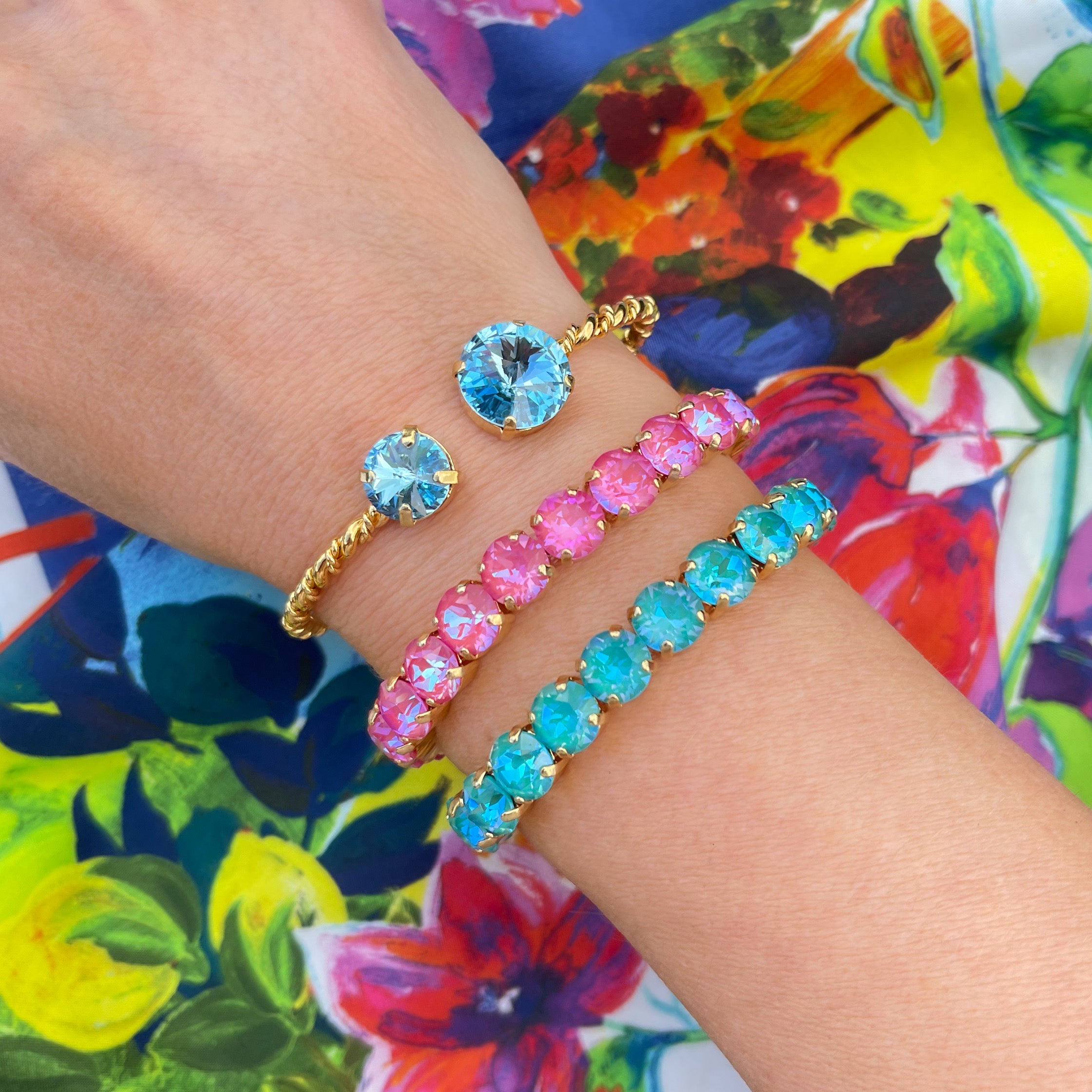 Paloma Gemstone Stretch Bracelet | Gold | Lotus Pink Delite