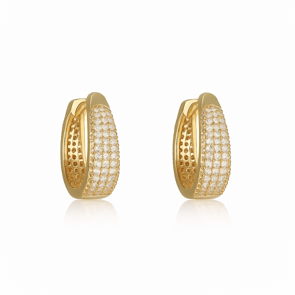 Carrie Tapered Pavé Huggie Hoops | Gold