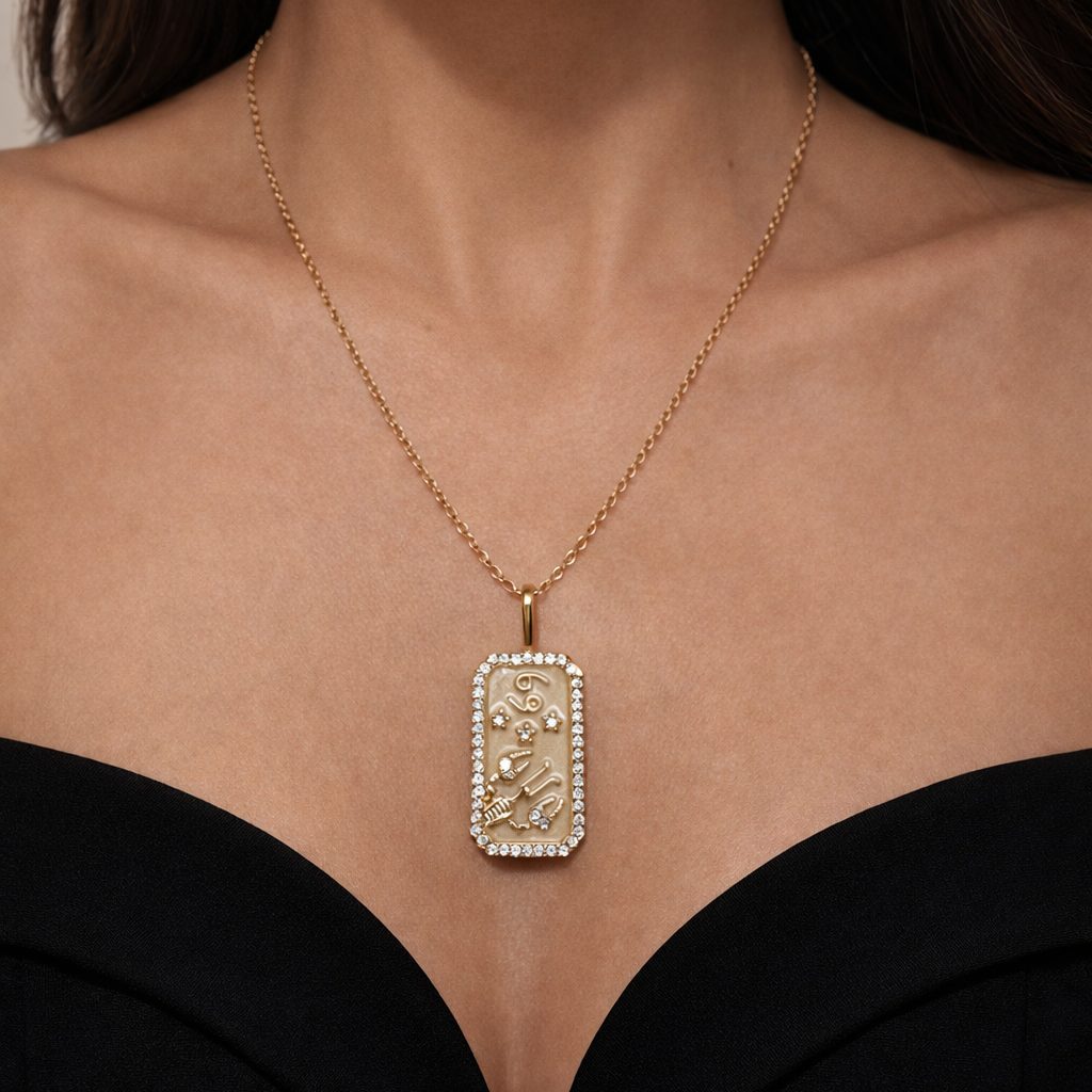 Elegant gold zodiac necklace with Cancer constellation — perfect gift for astrology lovers or Cancer birthdays