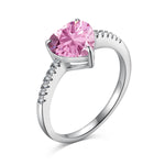 Heart ring, wedding ring, engagement ring, silver ring, 925 ring, pink ring