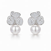Frosted Petal Pearl Earrings | Silver