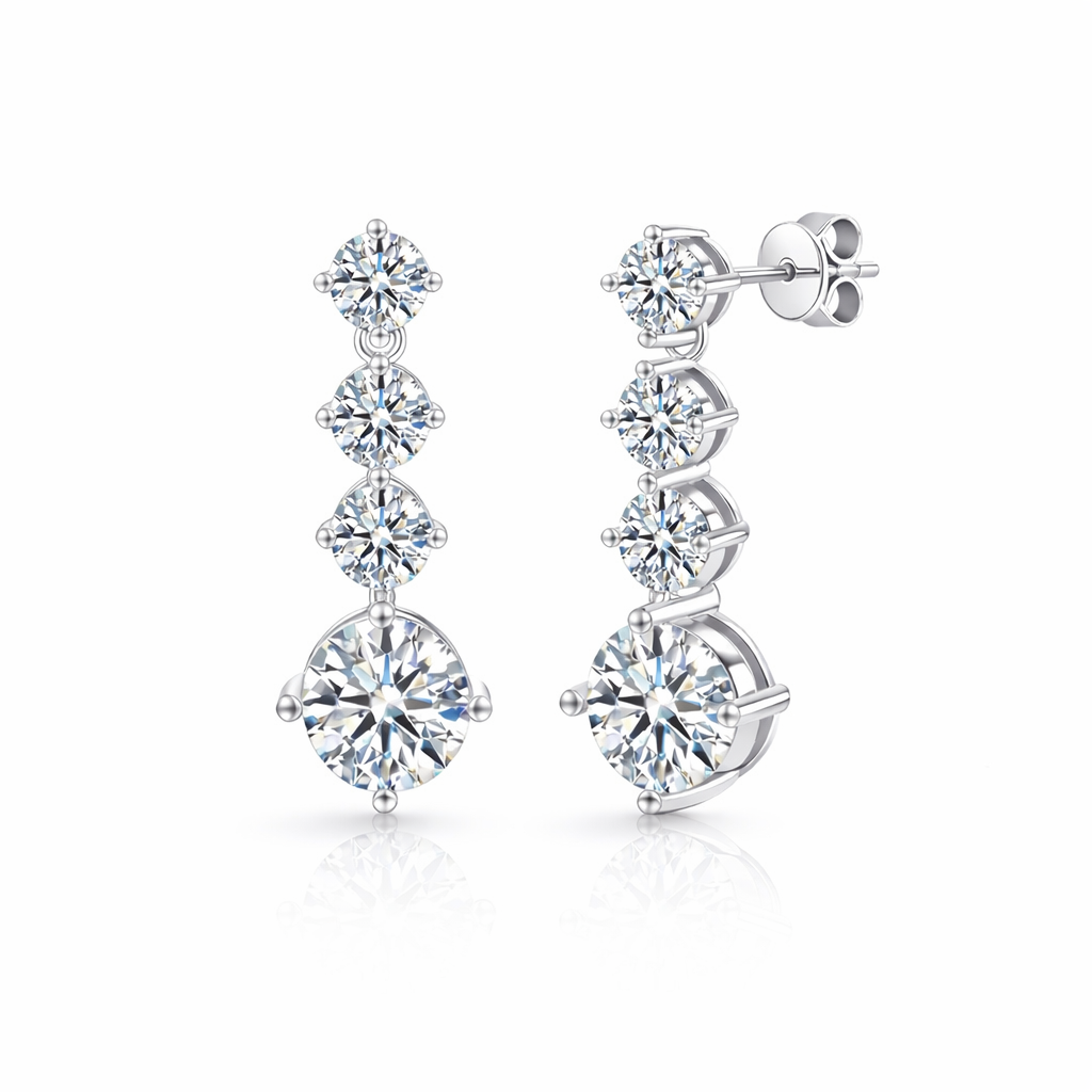 Pair of crystal wedding earrings on a white background