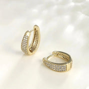 Carrie Tapered Pavé Huggie Hoops | Gold
