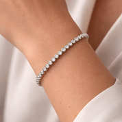 Silver bezel set tennis bracelet with clear stones