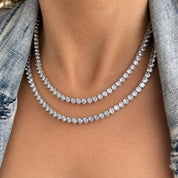 Lumiere Classic Crystal Tennis Necklace | Silver