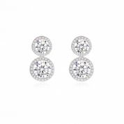 Baby Zara Earrings – Mini round-cut double halo stud earrings for women, dainty and elegant design for everyday or evening wear