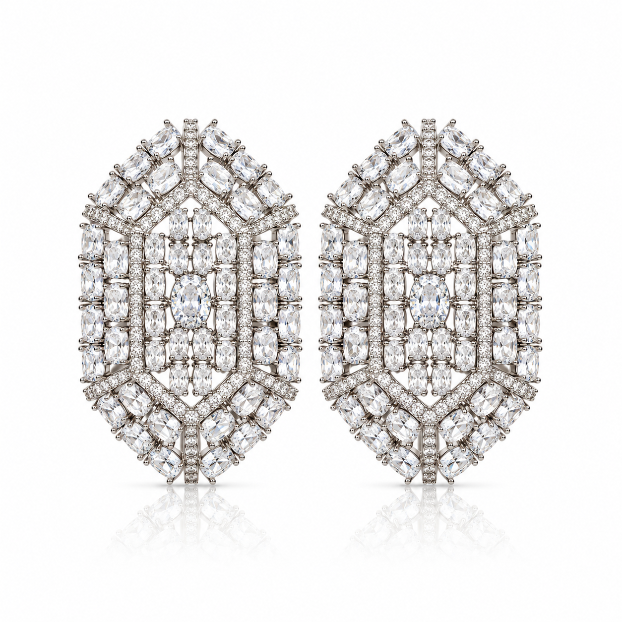 After Dark Silver Statement Earrings with Sparkling Cubic Zirconia | Valentina-Rose Jewellery