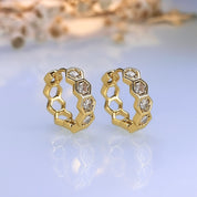 Honeycomb Huggie Hoop Earrings | Gold