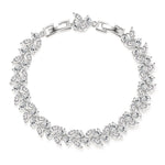 Vine Leaf Crystal Tennis Bracelet | Silver