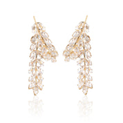 Feathered Leaf Front To Back Drop Earrings | Gold