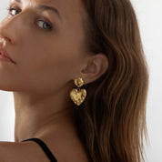 Crazy In Love Heart Statement Earrings | Gold