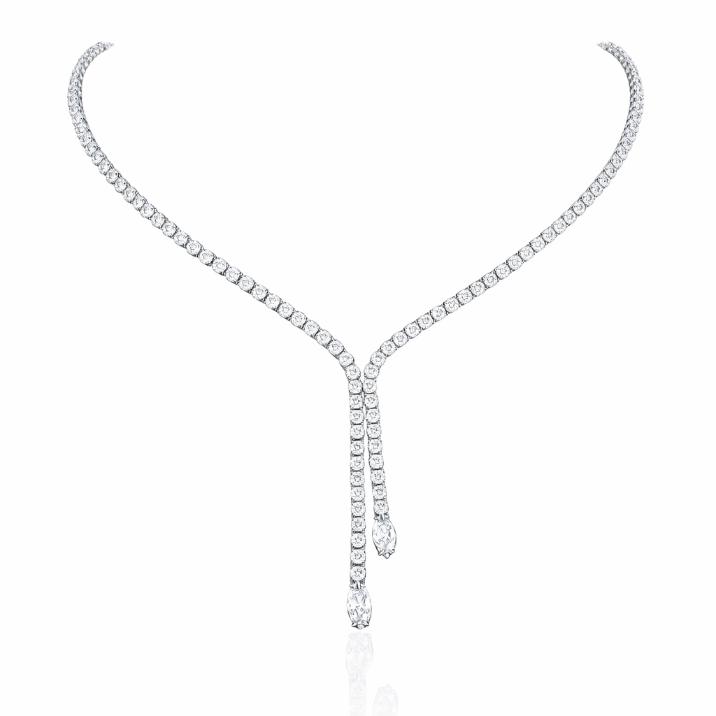 Tennis necklace on a white background