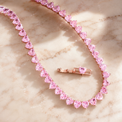 Sweetheart Deluxe Tennis Necklace | Rose Gold | Blush Pink