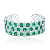 Emerald Lattice Cuff Bracelet | Silver