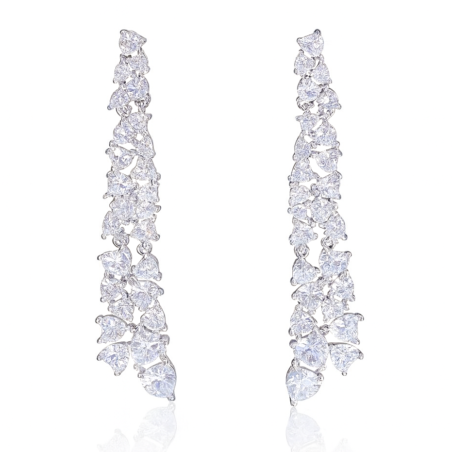 Falling Hearts Cascade Earrings | Silver