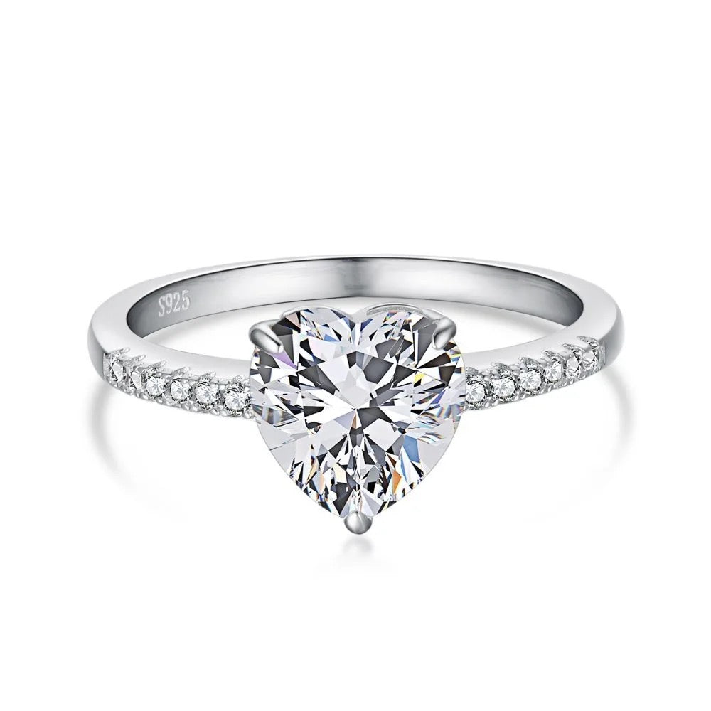 Heart ring, wedding ring, engagement ring, silver ring, 925 ring