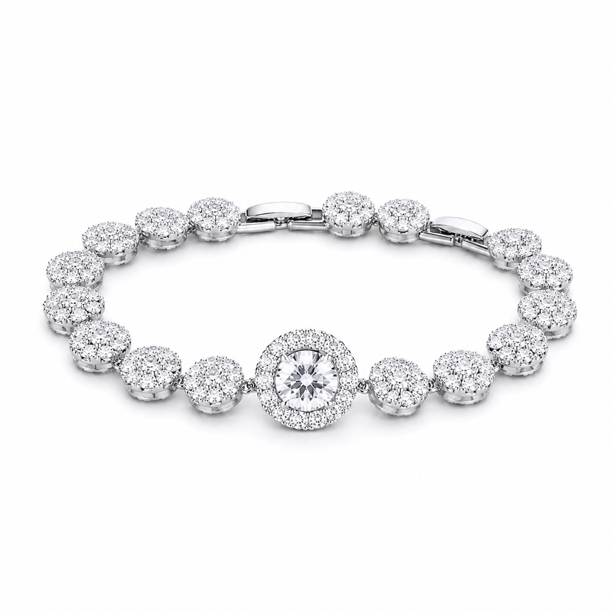 Fiora Statement Halo Tennis Bracelet | Silver